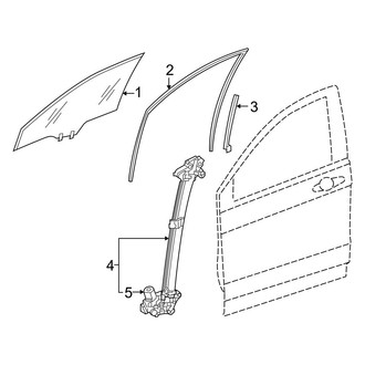 Honda OE - Front Door - Glass & Hardware (EX / EX-L / Hybrid Sport / Hybrid Sport-L / Hybrid TrailSport / LX)