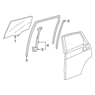 Honda OE - Rear Door - Glass & Hardware (EX / EX-L / Hybrid Sport / Hybrid Sport-L / Hybrid TrailSport / LX)
