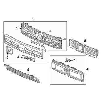 Honda OE - Front Bumper & Grille - Grille & Components (W/O Surround View)