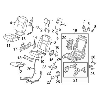 Honda OE - Seats & Tracks - Passenger Seat Components (With Power), (Black Edition / RTL / RTL-E)