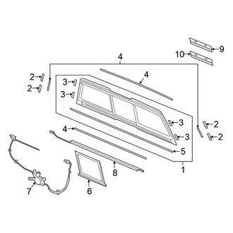 Honda OE - Rear Body & Floor - Glass & Hardware (With Sliding Window), (Black Edition / RTL / RTL-E / RTL-T)