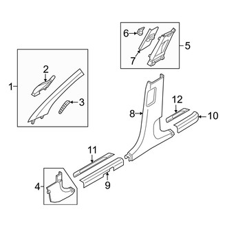 Hyundai OE - Pillars, Rocker & Floor - Interior Trim (USA Built), (Limited / SE / SEL / XRT)