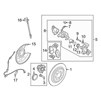 Hyundai OE - Rear Suspension - Brake Components (USA Built), (Limited / SE / SEL / XRT FWD)