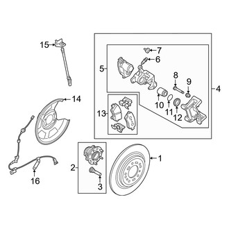 Hyundai OE - Rear Suspension - Brake Components (Blue Hybrid / Limited Hybrid / Limited Plug-In Hybrid / SEL Convenience Hybrid / SEL Plug-In Hybrid)