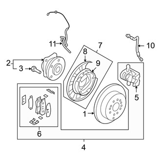 Hyundai OE - Rear Suspension - Brake Components (GLS / Limited / SE FWD)