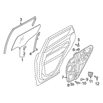 Hyundai OE - Rear Door - Glass & Hardware (Base / 2.0T / 2.0T Ultimate)