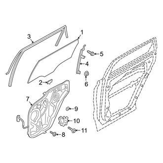Hyundai OE - Rear Door - Glass & Hardware (Limited / SE / SEL 2.4L)