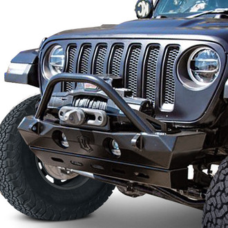 Icon Vehicle Dynamics® - Pro Series Stubby Black Powder Coated Front Winch HD Bumper with Pre-Runner Guard