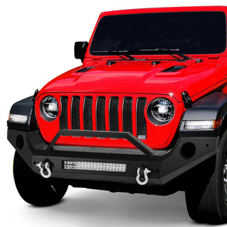 iD Select® - Full Width Black Powder Coated Front Winch Modular Bumper with Hoop