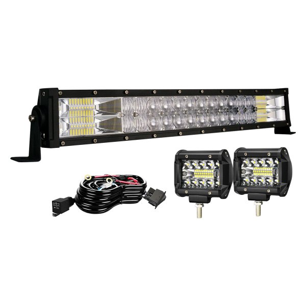 iD Select® - 5D 22" Dual Row Combo Spot/Flood Beam LED Light Bar, with Two 4" Lights, Full Set