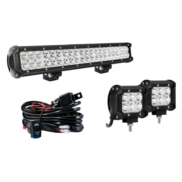 iD Select® - 20" Dual Row LED Light Bar, with Two Triple Row 4" Lights, Full Set