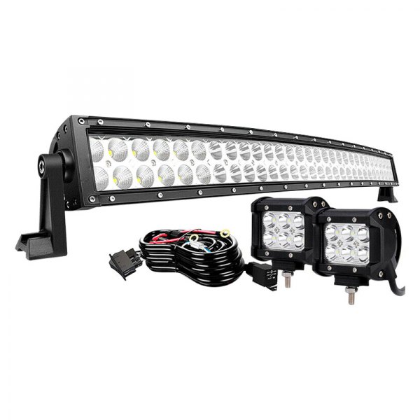 iD Select® - 32" 180W Dual Row Combo Spot/Flood Beam LED Light Bar, with Two 4" Lights, Full Set