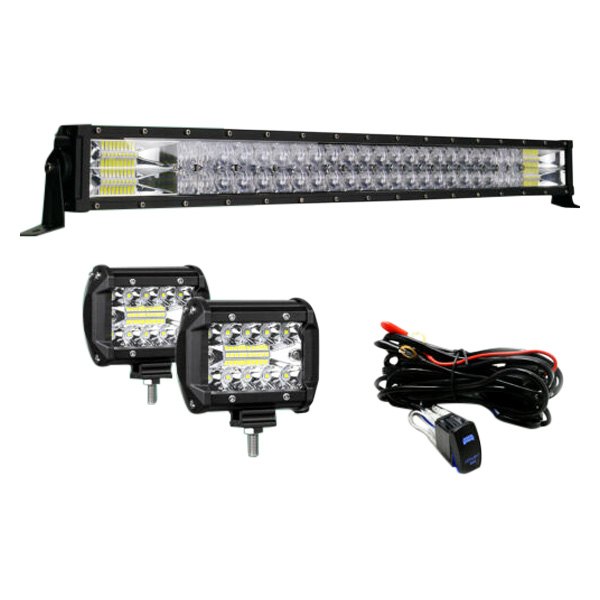 iD Select® - 5D 32" 180W Dual Row Combo Beam LED Light Bar, with Two 4" Lights, Full Set