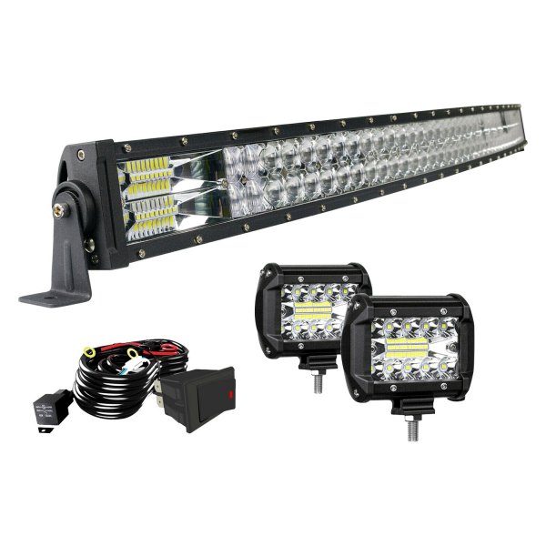 iD Select® - 5D 52" Dual Row Combo Spot/Flood Beam LED Light Bar, with Two 4" Lights, Full Set