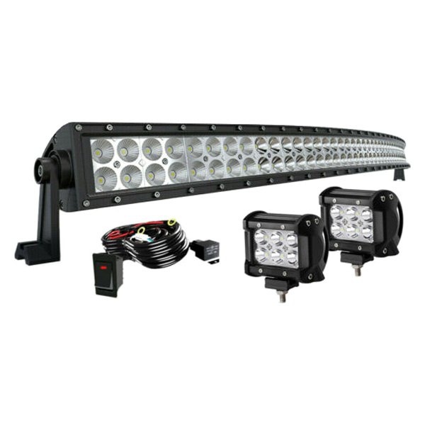 iD Select® - 52" 300W Curved Dual Row Combo Spot/Flood Beam LED Light Bar, with Two 4" Lights