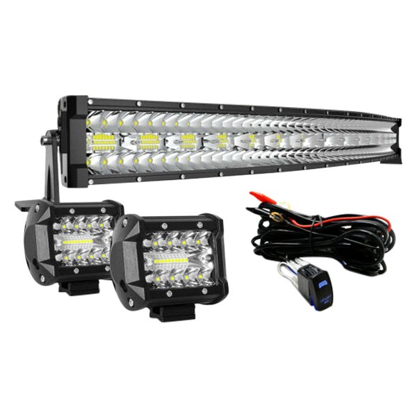 iD Select® - 32" 672W Triple Row Combo Beam LED Light Bar, with Two 4" Lights, Full Set