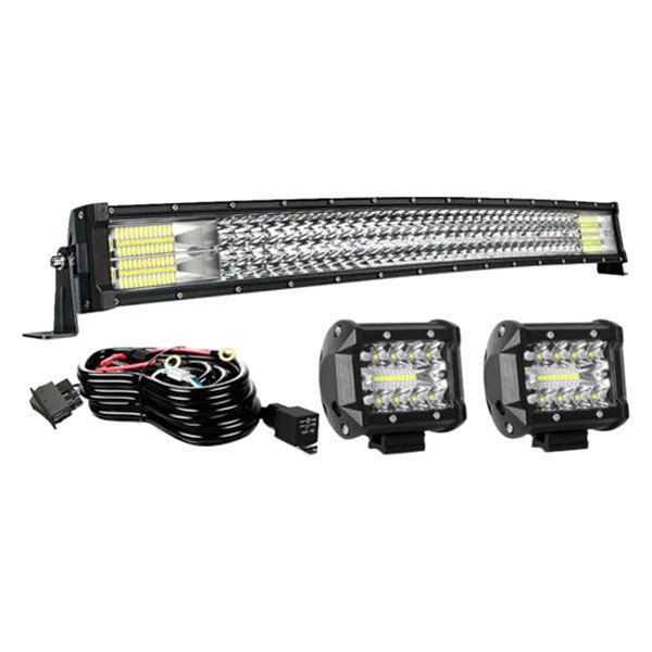 iD Select® - 32" 441W Curved Triple Row Combo Beam LED Light Bar, with Two 4" 60W Lights, Full Set