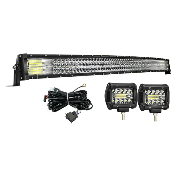iD Select® - 52" 711W Curved Triple Row Combo Beam LED Light Bar, with Two 4" Lights, Full Set