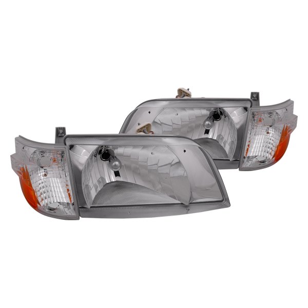 iD Select® - Driver and Passenger Side Chrome Euro Headlights with Turn Signal/Corner Lights