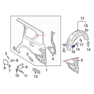 Infiniti OE - Quarter Panel Splash Shield Clip