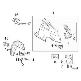 Infiniti OE - Quarter Panel Splash Shield Clip