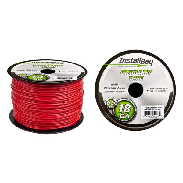 Install Bay® - 18 AWG Single 1000' Red Stranded TWP Primary Wire