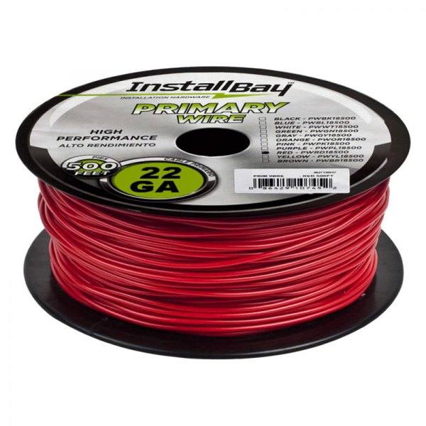 Install Bay® - 22 AWG Single 500' Red Stranded TWP Primary Wire
