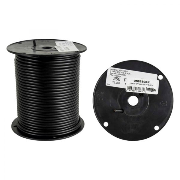 Install Bay® - 8 AWG Single 250' Black Stranded GPT Primary Wire