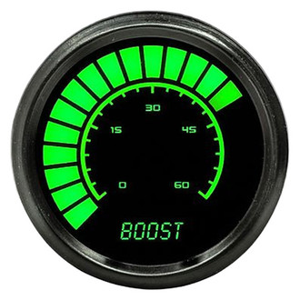 Intellitronix® - 2-1/16" LED Analog Bargraph Boost Gauge With Sender, Green, 0-60 PSI