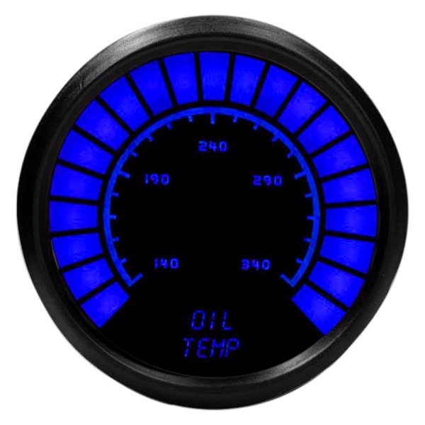 Intellitronix® - 2-1/16" LED Analog Bargraph Oil Temperature Gauge, Blue, 140-340 F