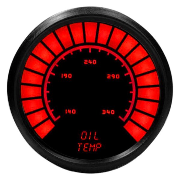 Intellitronix® - 2-1/16" LED Analog Bargraph Oil Temperature Gauge, Red, 140-340 F