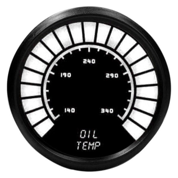 Intellitronix® - 2-1/16" LED Analog Bargraph Oil Temperature Gauge, White, 140-340 F