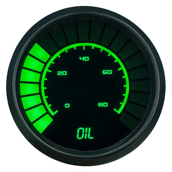 Intellitronix® - 2-1/16" LED Bargraph Oil Pressure Gauge, Green, 80 PSI