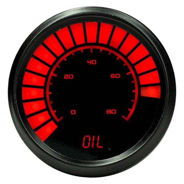 Intellitronix® - 2-1/16" LED Bargraph Oil Pressure Gauge, Red, 80 PSI
