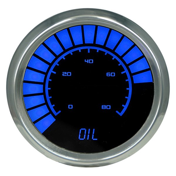Intellitronix® - 2-1/16" LED Bargraph Oil Pressure Gauge, Blue, 80 PSI