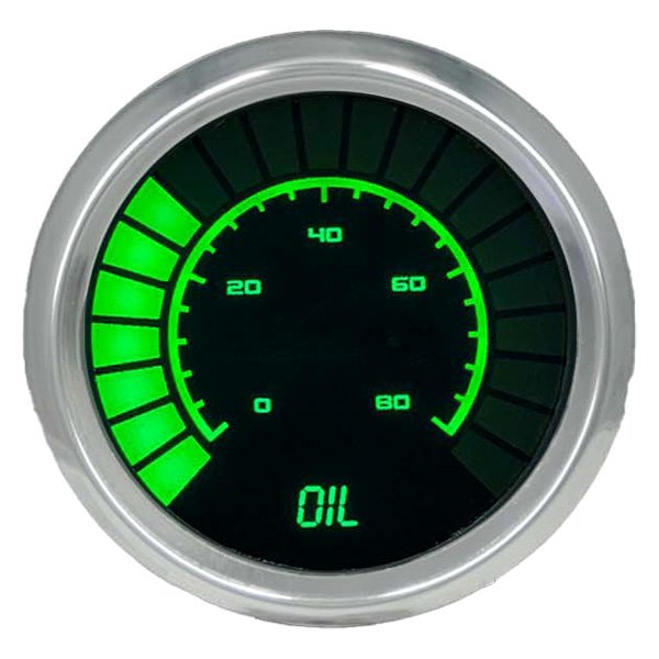Intellitronix® - 2-1/16" LED Bargraph Oil Pressure Gauge, Green, 80 PSI