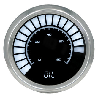 Intellitronix® - 2-1/16" LED Bargraph Oil Pressure Gauge, White, 80 PSI