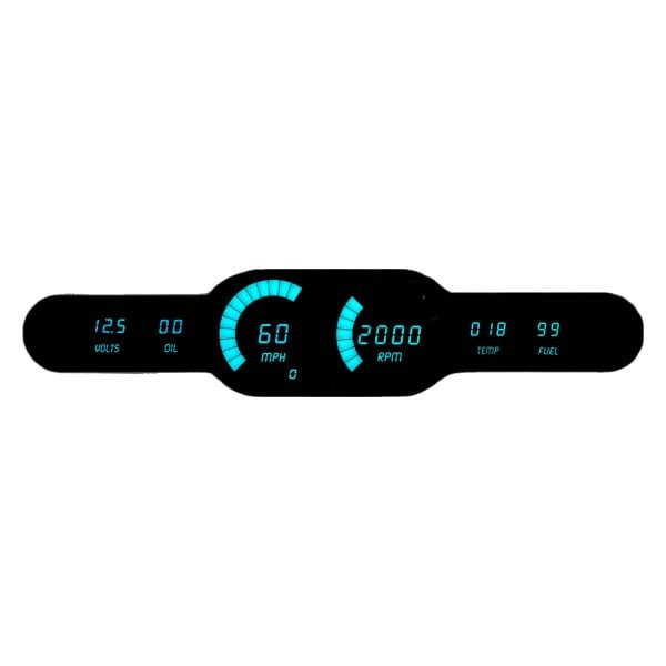 Intellitronix® - LED Digital 6-Gauge Panel with Bar Sweeps, Teal