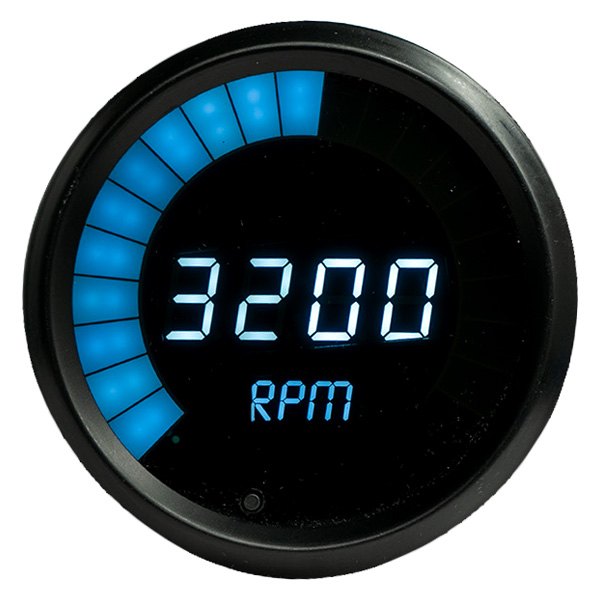 Intellitronix® - 3-3/8" Programmable LED Digital/Bargraph Memory Tachometer with Peak RPM Recall, Blue, 9900 RPM