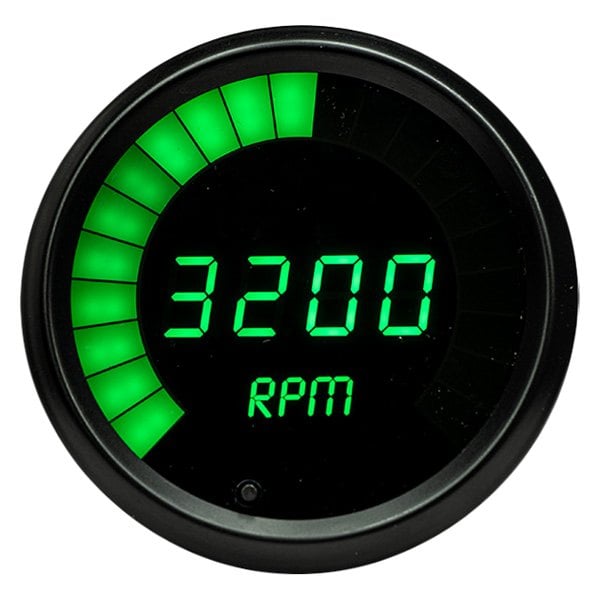 Intellitronix® - 3-3/8" Programmable LED Digital/Bargraph Memory Tachometer with Peak RPM Recall, Green, 9900 RPM