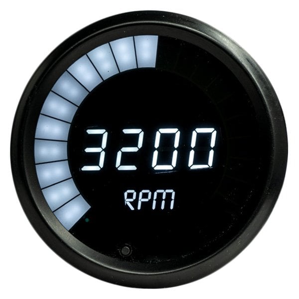 Intellitronix® - 3-3/8" Programmable LED Digital/Bargraph Memory Tachometer with Peak RPM Recall, White, 9900 RPM