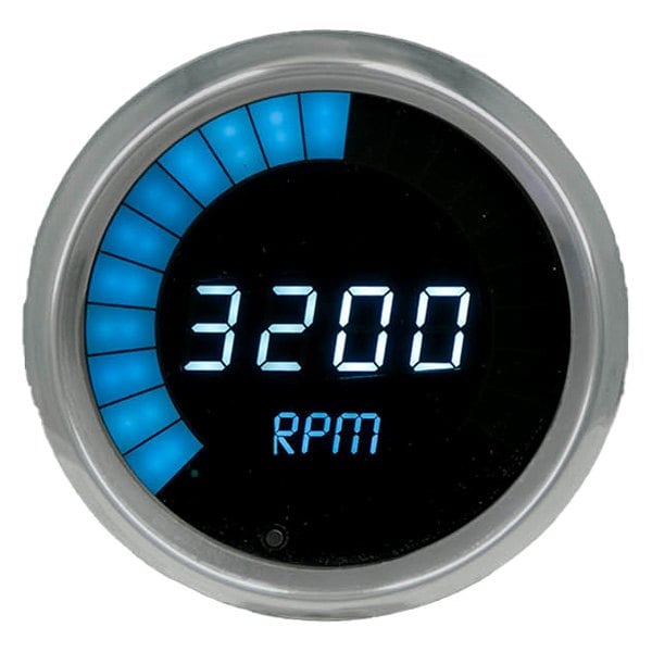 Intellitronix® - 3-3/8" Programmable LED Digital/Bargraph Memory Tachometer with Peak RPM Recall, Blue, 9900 RPM