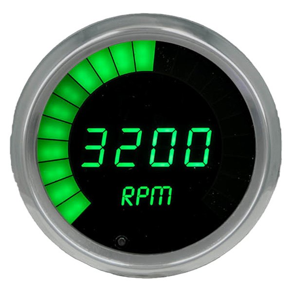 Intellitronix® - 3-3/8" Programmable LED Digital/Bargraph Memory Tachometer with Peak RPM Recall, Green, 9900 RPM