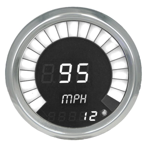 Intellitronix® - 3-3/8" Programmable LED Digital/Bargraph Memory Speedometer with High Speed Recall, White