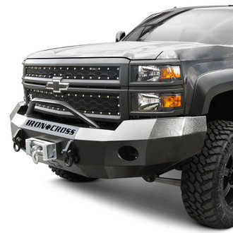 Iron Cross® - Heavy Duty Series Full Width Textured Black Front Winch HD Bumper with Push Bar