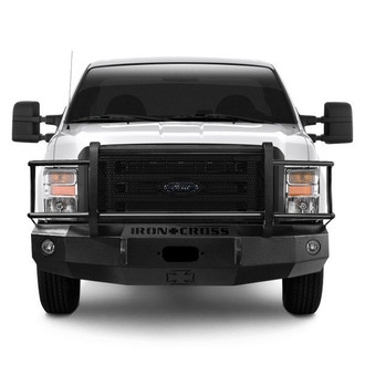 Iron Cross® - Heavy Duty Series Full Width Textured Black Front Winch HD Bumper with Grille Guard
