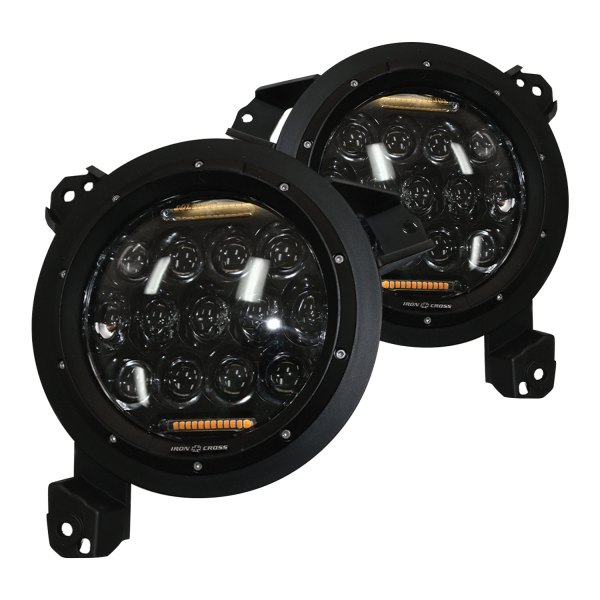 Iron Cross® - 7" Round Projector LED Headlights with RGB Accents