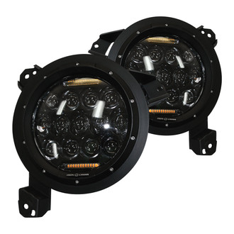 Iron Cross® - 7" Round Driver and Passenger Side Projector LED Headlights with RGB Accents