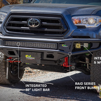 Ironman 4x4® - Raid Full Width Black Powder Coated Front Winch Pre-Runner Bumper