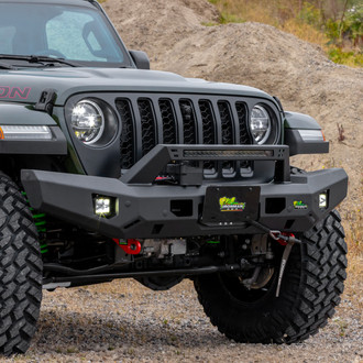 Ironman 4x4® - Raid Full Width Black Powder Coated Front Winch HD Bumper with Hoop